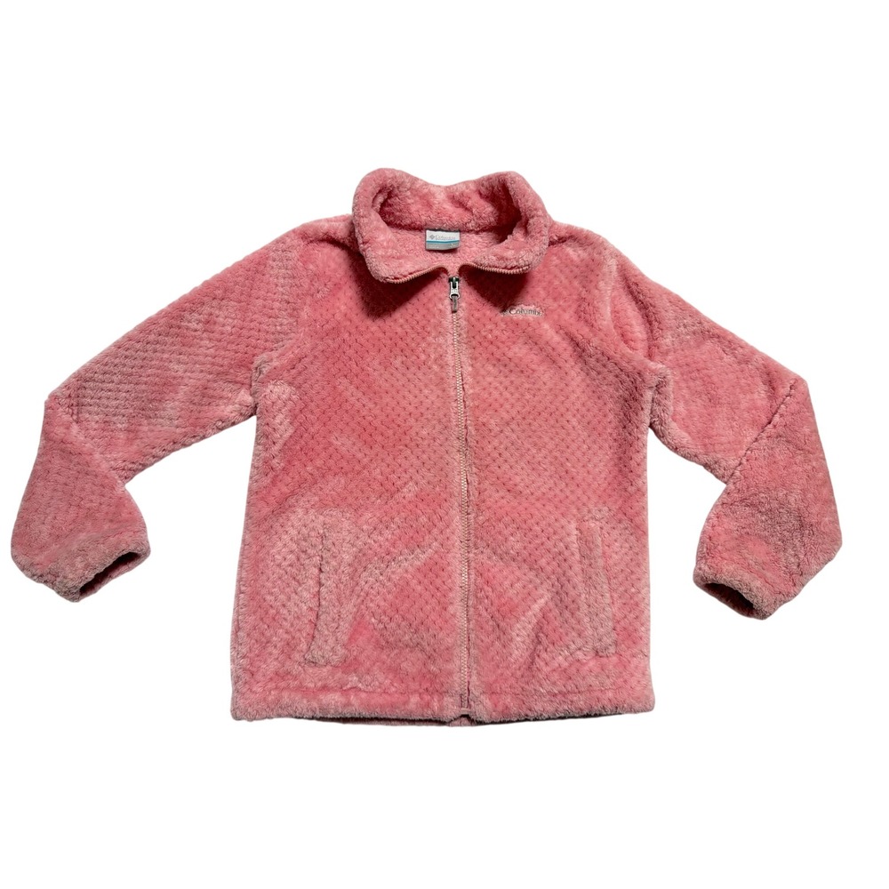 Columbia Fire Side II Sherpa Fleece Jacket Girls Large L 14/16 Pink Good Zip Up